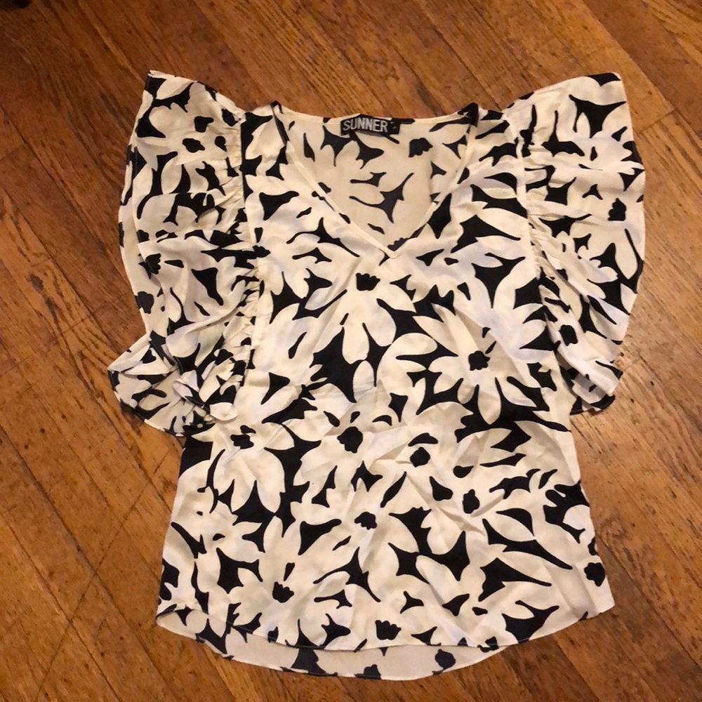 Silky black and white blouse